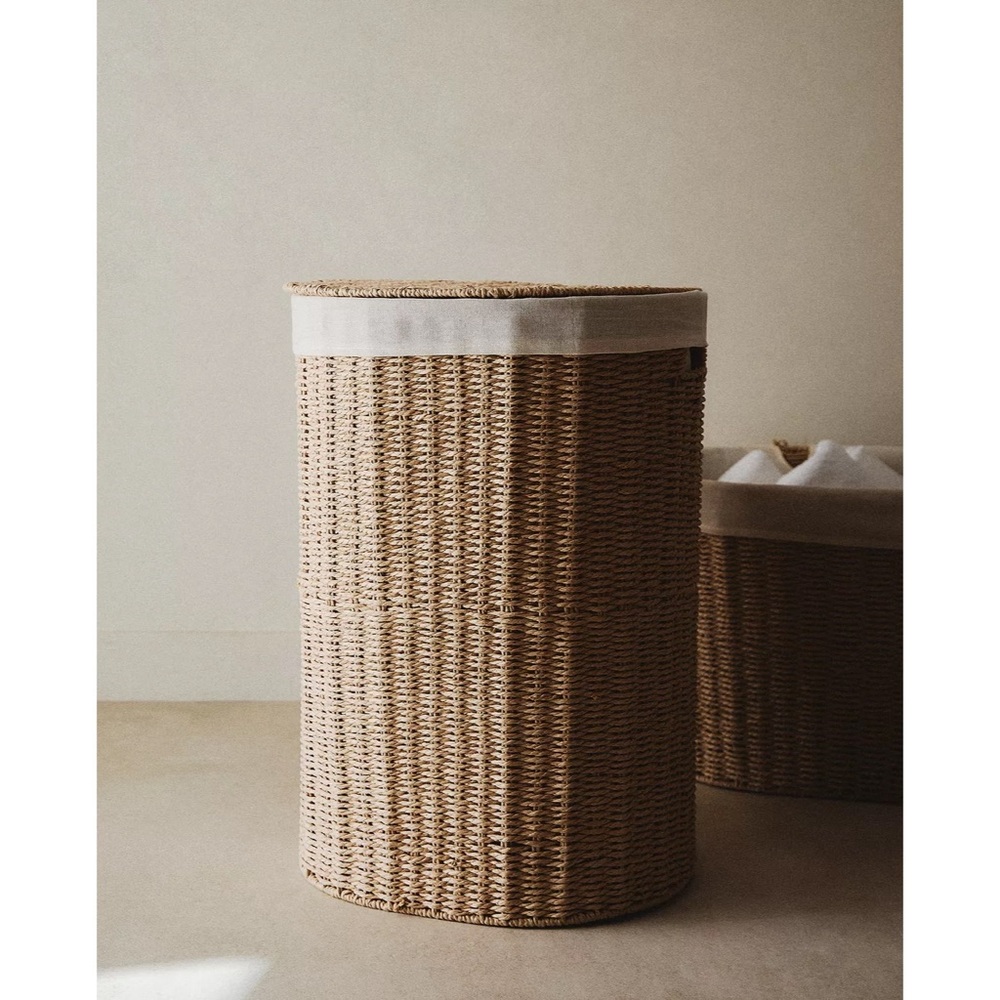 Fabric-Lined Laundry Hamper